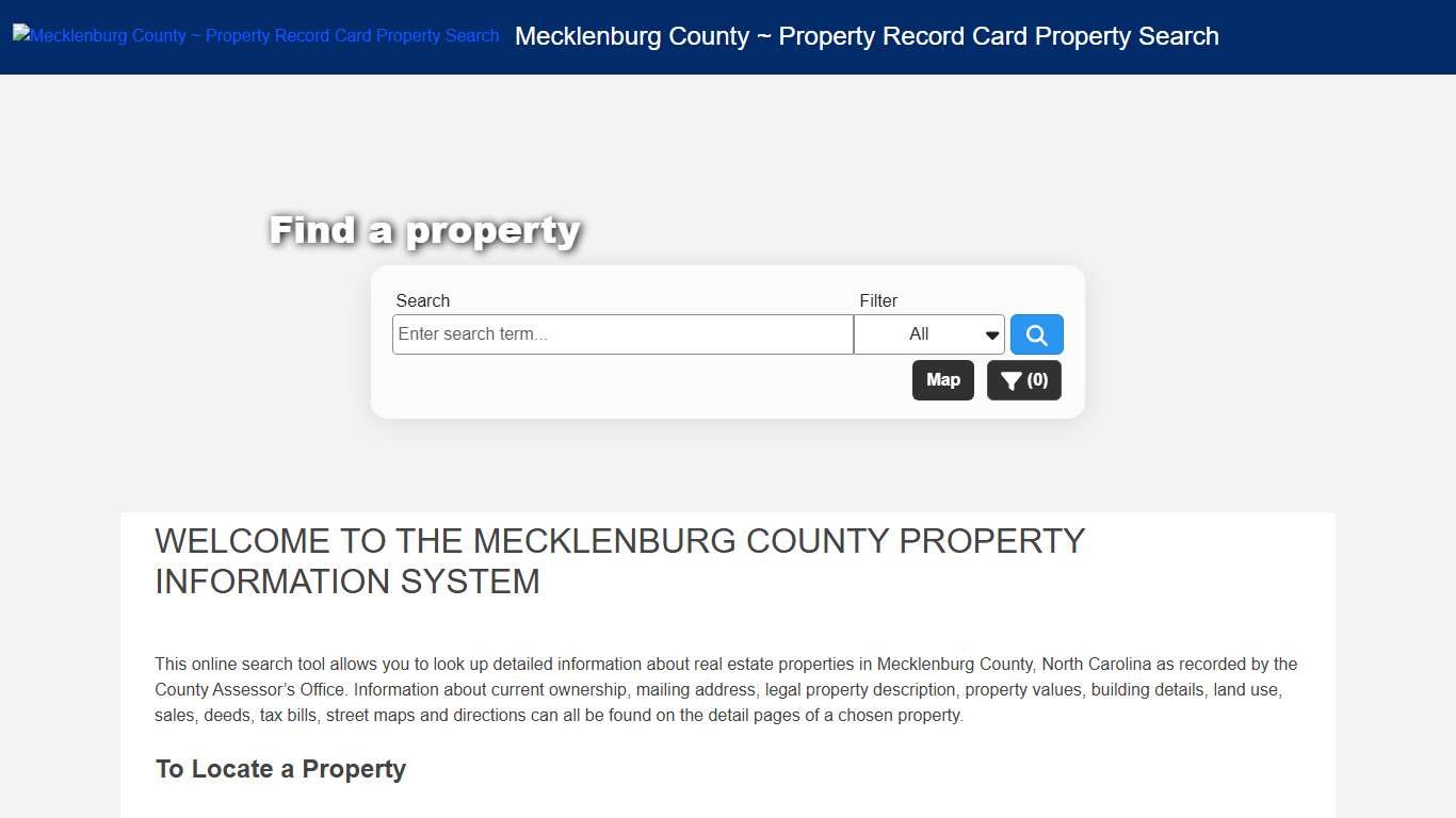 Mecklenburg County ~ Property Record Card Property Search