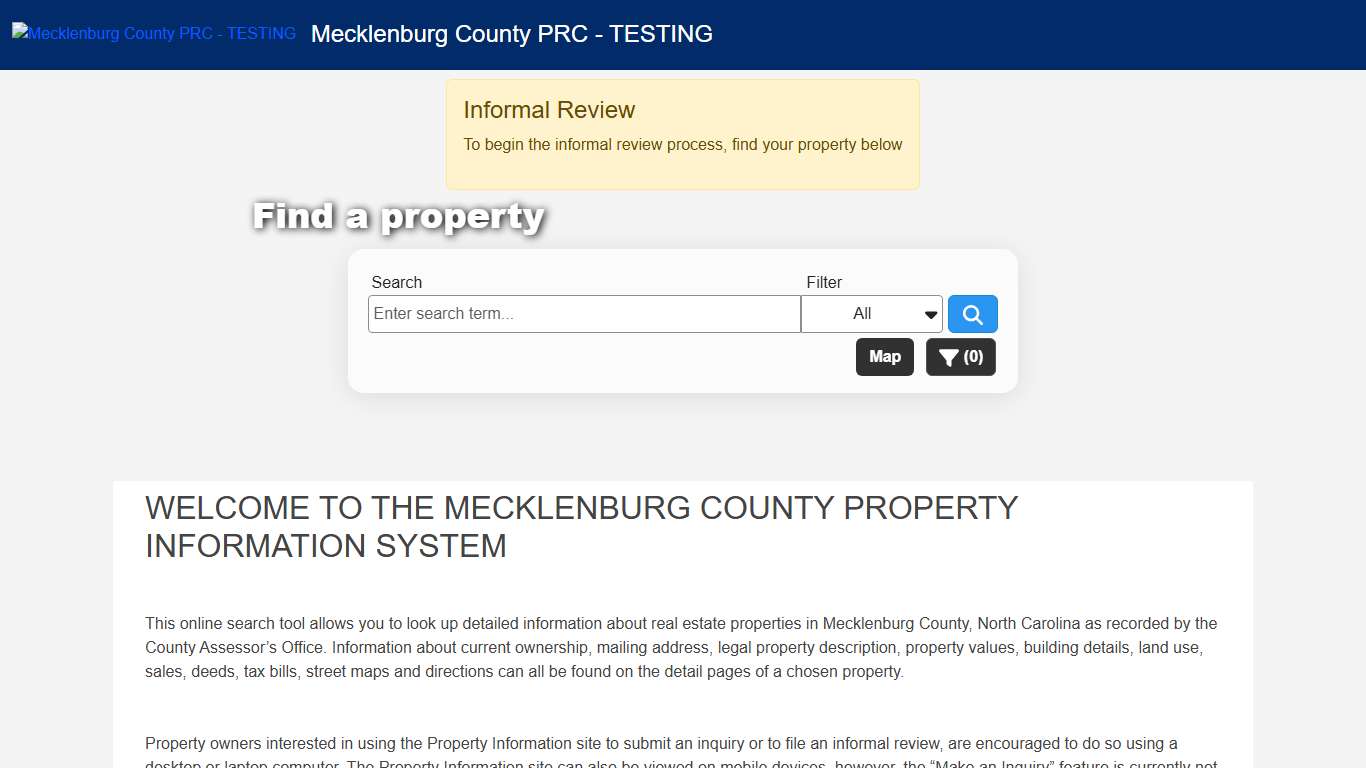 Mecklenburg County PRC - TESTING
