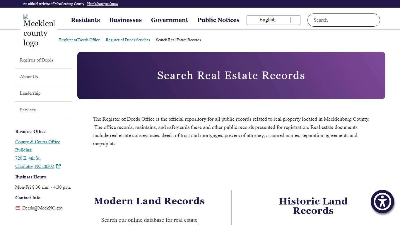 Search Real Estate Records | Register of Deeds Office